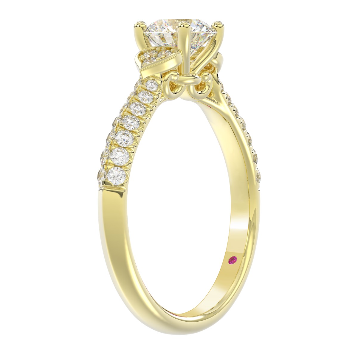 14K YELLOW GOLD 1CT ROUND DIAMOND LADIES RING(CENTER STONE ROUND DIAMOND 3/4CT)