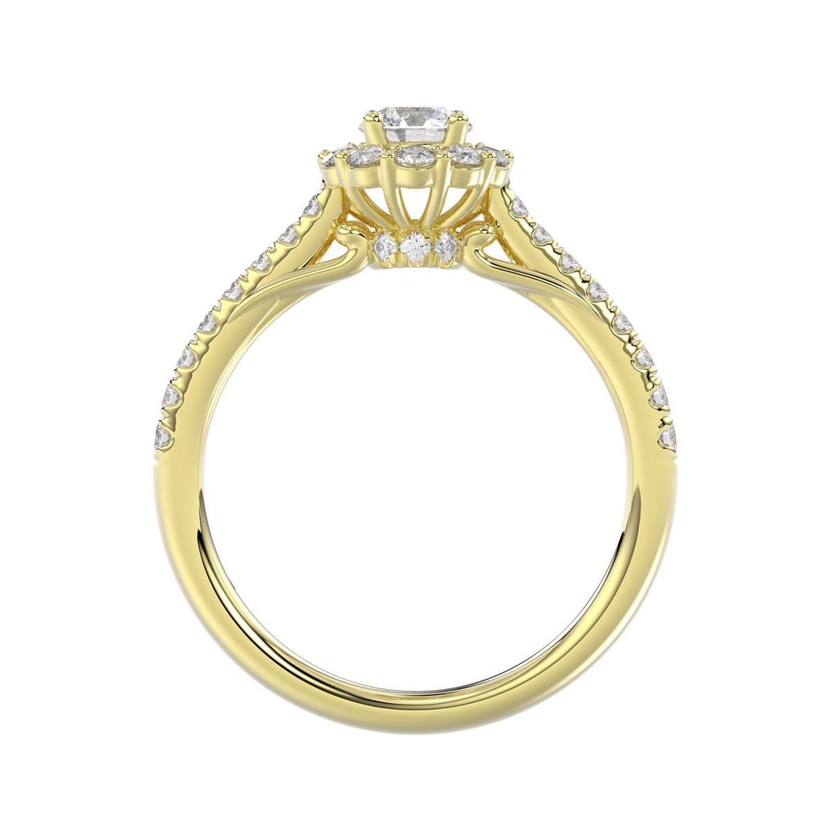 14K YELLOW GOLD 3/4CT ROUND DIAMOND LADIES RING( CENTER STONE ROUND DIAMOND 1/3CT)