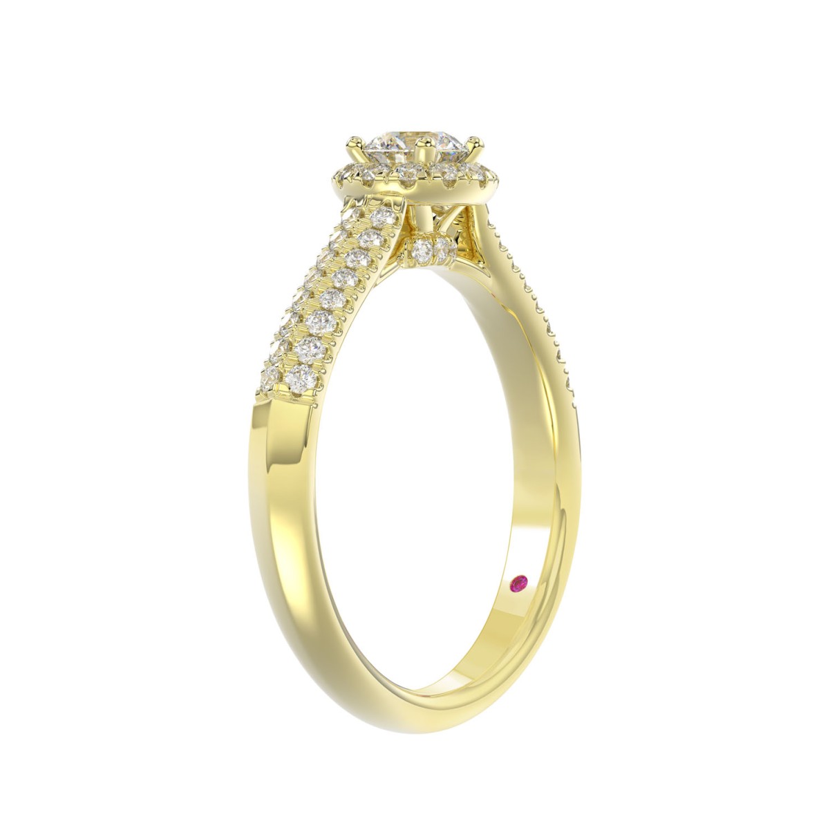 14K YELLOW GOLD 5/8CT ROUND DIAMOND LADIES RING(CENTER STONE ROUND DIAMOND 1/4CT)