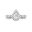 14K WHITE GOLD 1 1/2CT ROUND/PEAR DIAMOND LADIES BRIDAL SET (CENTER STONE PEAR DIAMOND 3/4CT)