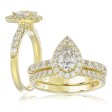 14K YELLOW GOLD 1 1/2CT ROUND/PEAR DIAMOND LADIES BRIDAL SET (CENTER STONE PEAR DIAMOND 3/4CT)