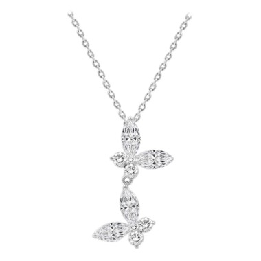 14K WHITE GOLD 1CT ROUND/MARQUISE DIAMOND LADIES PENDANT WITH CHAIN 