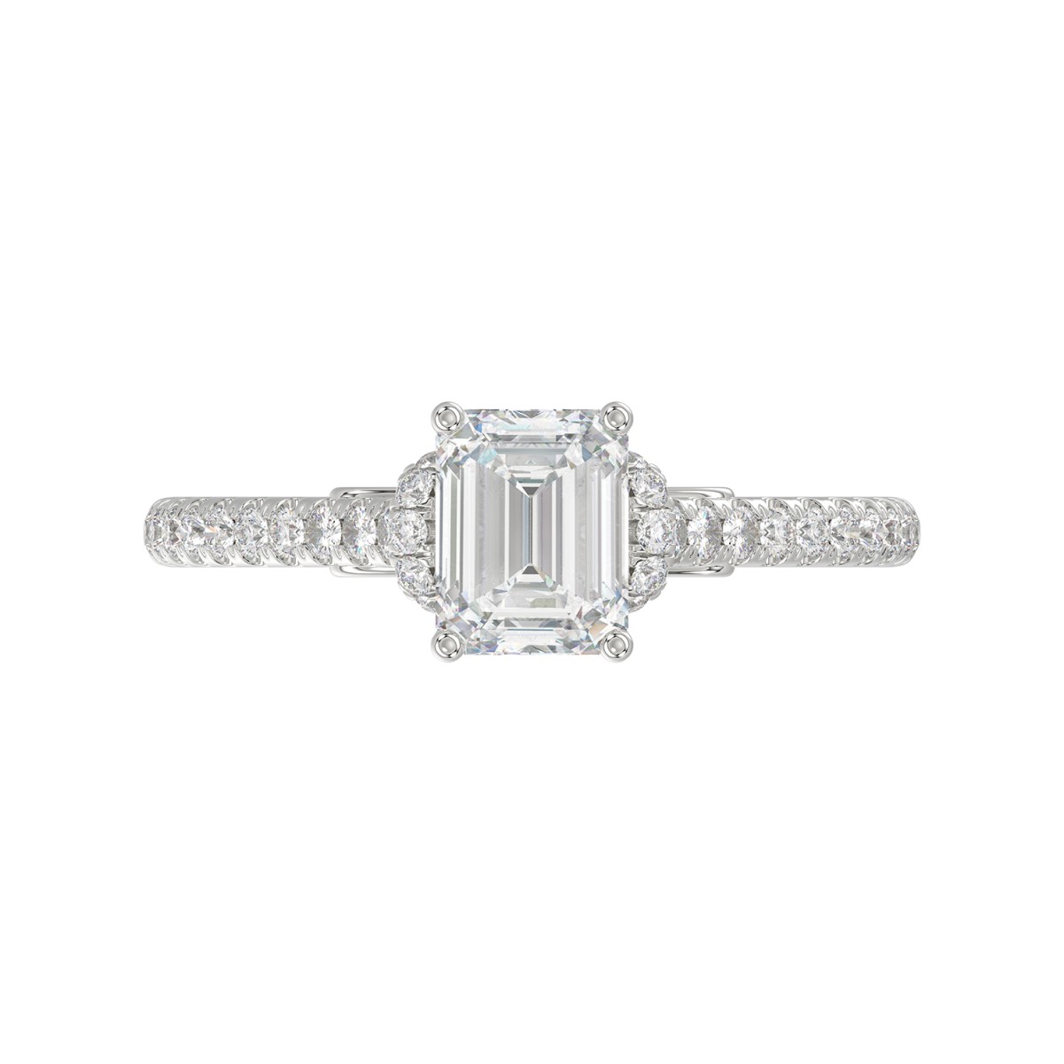 14K WHITE GOLD 1/4CT ROUND DIAMOND LADIES SEMI MOUNT RING(CENTER STONE MOUNT EMERALD DIAMOND 1CT)