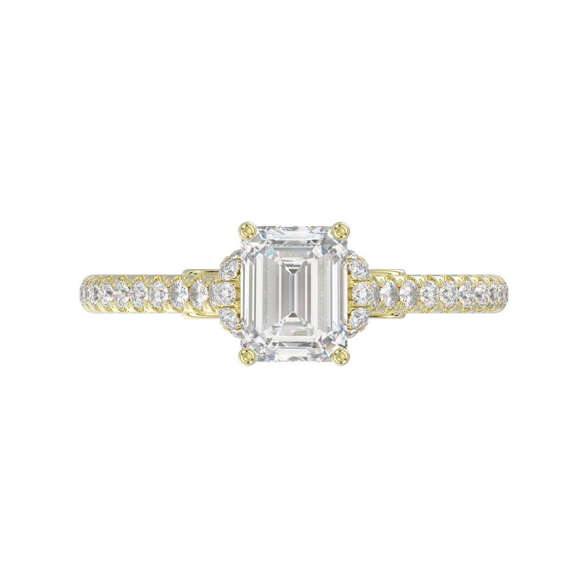 14K YELLOW GOLD 1/4CT ROUND DIAMOND LADIES SEMI MOUNT RING(CENTER STONE MOUNT EMERALD DIAMOND 1CT)