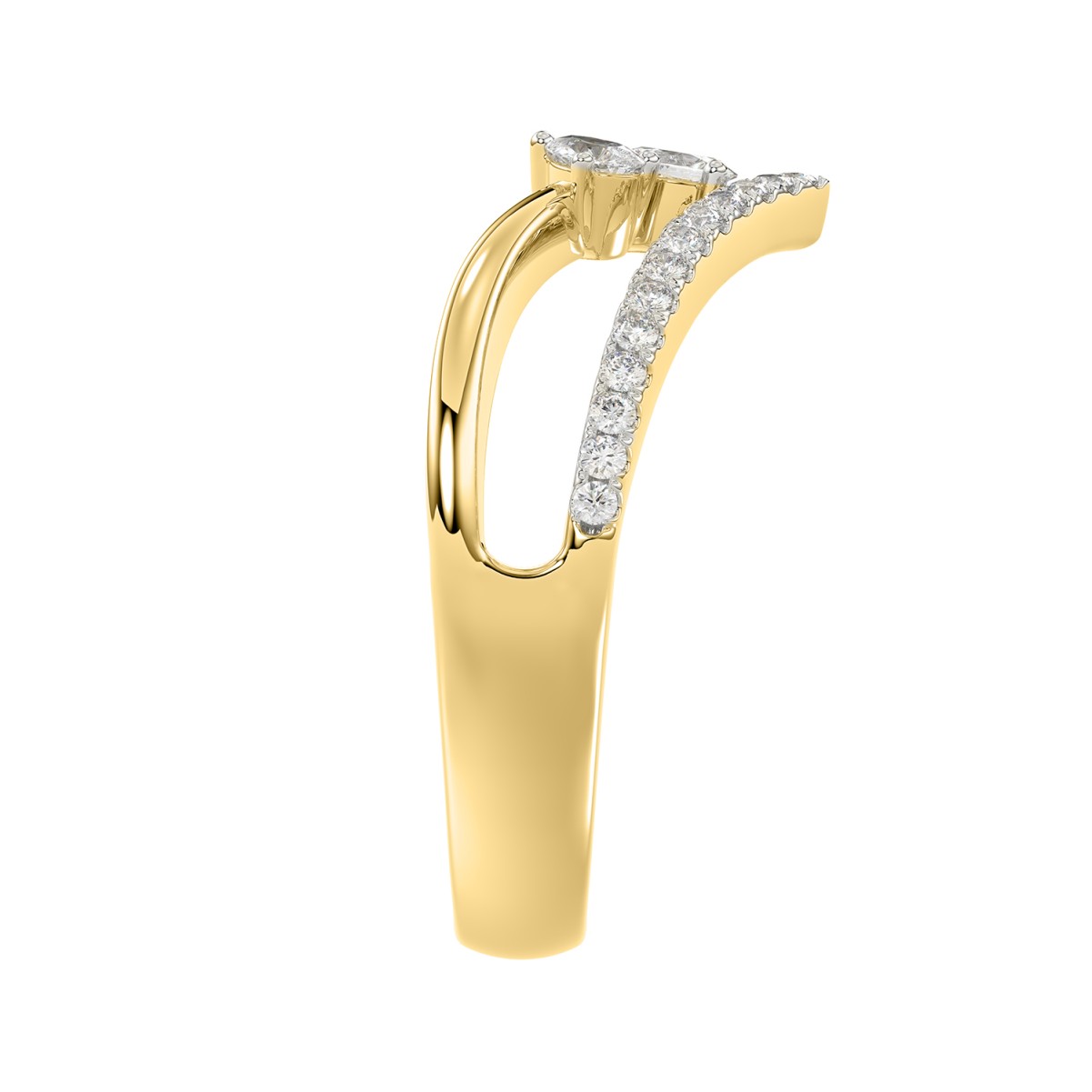 14K YELLOW GOLD 1/2CT ROUND/PEAR DIAMOND LADIES RING