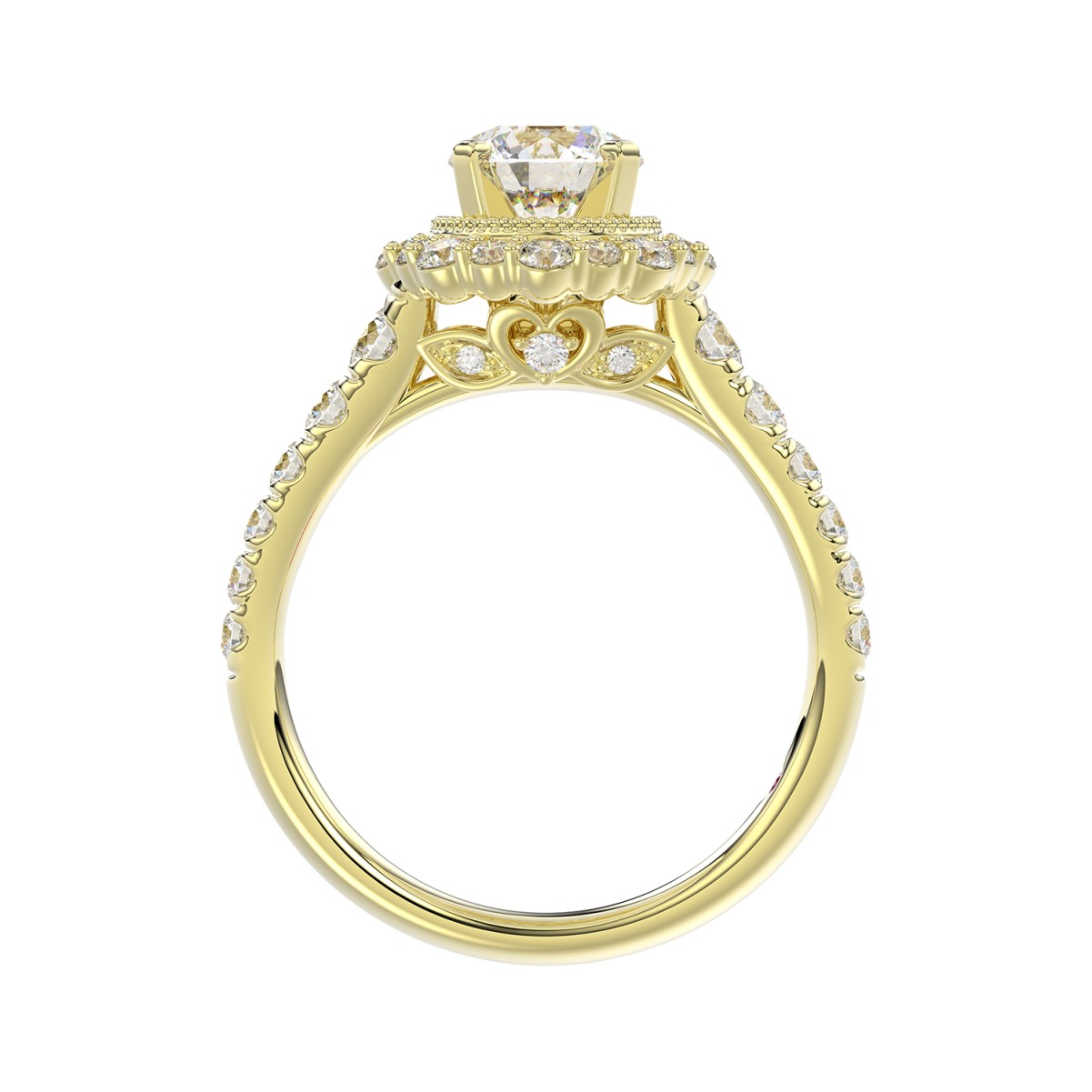 14K YELLOW GOLD 1CT ROUND DIAMOND LADIES SEMI MOUNT BRIDAL SET(CENTER STONE MOUNT ROUND DIAMOND 1CT)