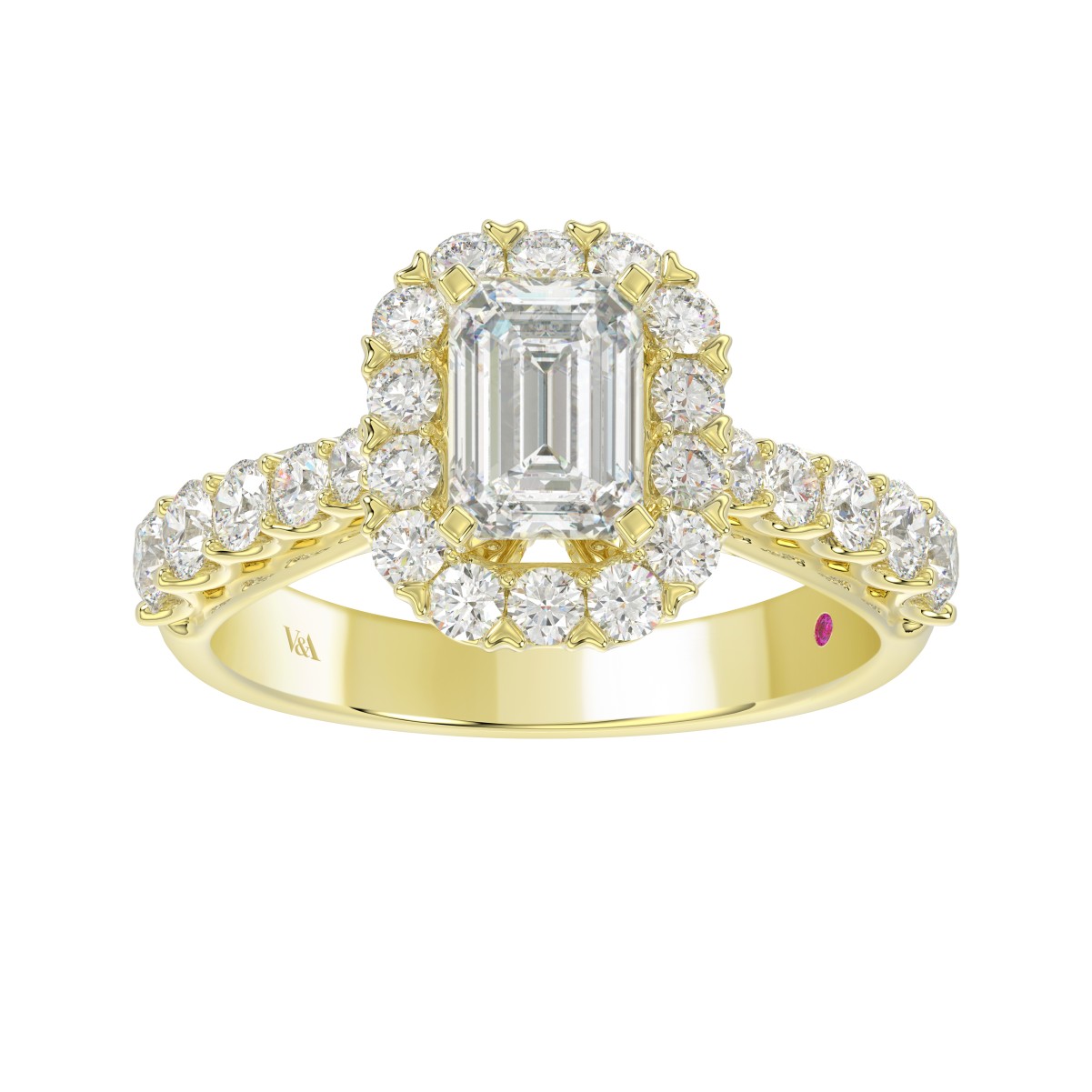 14K YELLOW GOLD 1CT ROUND/EMERALD DIAMOND LADIES SEMI MOUNT RING(CENTER STONE MOUNT EMERALD DIAMOND 1CT)