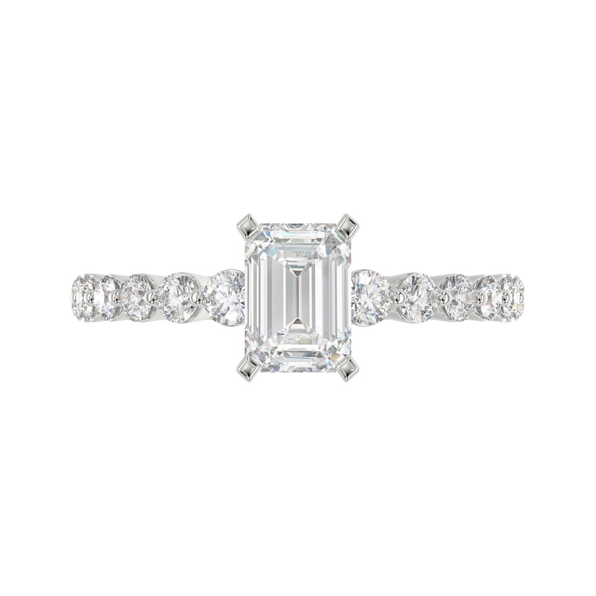 14K WHITE GOLD 1/2CT ROUND DIAMOND LADIES SEMI MOUNT RING(CENTER STONE MOUNT EMERALD DIAMOND 1CT)