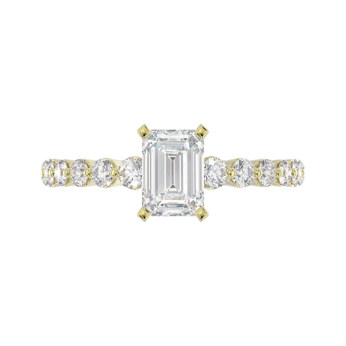 14K YELLOW GOLD 1/2CT ROUND DIAMOND LADIES SEMI MOUNT RING(CENTER STONE MOUNT EMERALD DIAMOND 1CT)