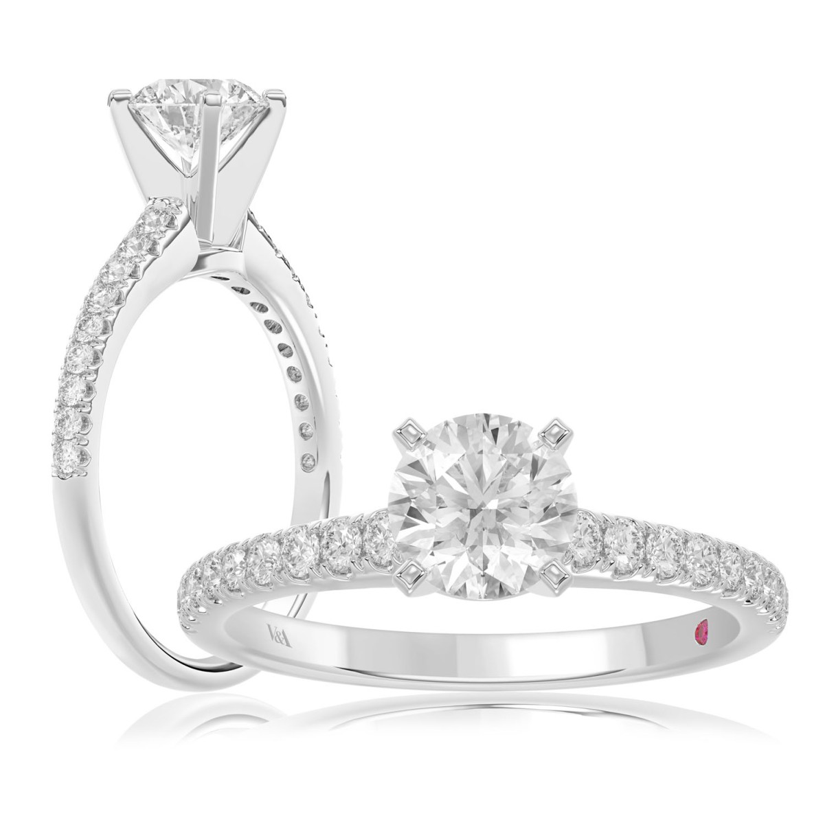 14K WHITE GOLD 1/4CT ROUND DIAMOND LADIES SEMI MOUNT RING(CENTER STONE MOUNT ROUND DIAMOND 1CT)