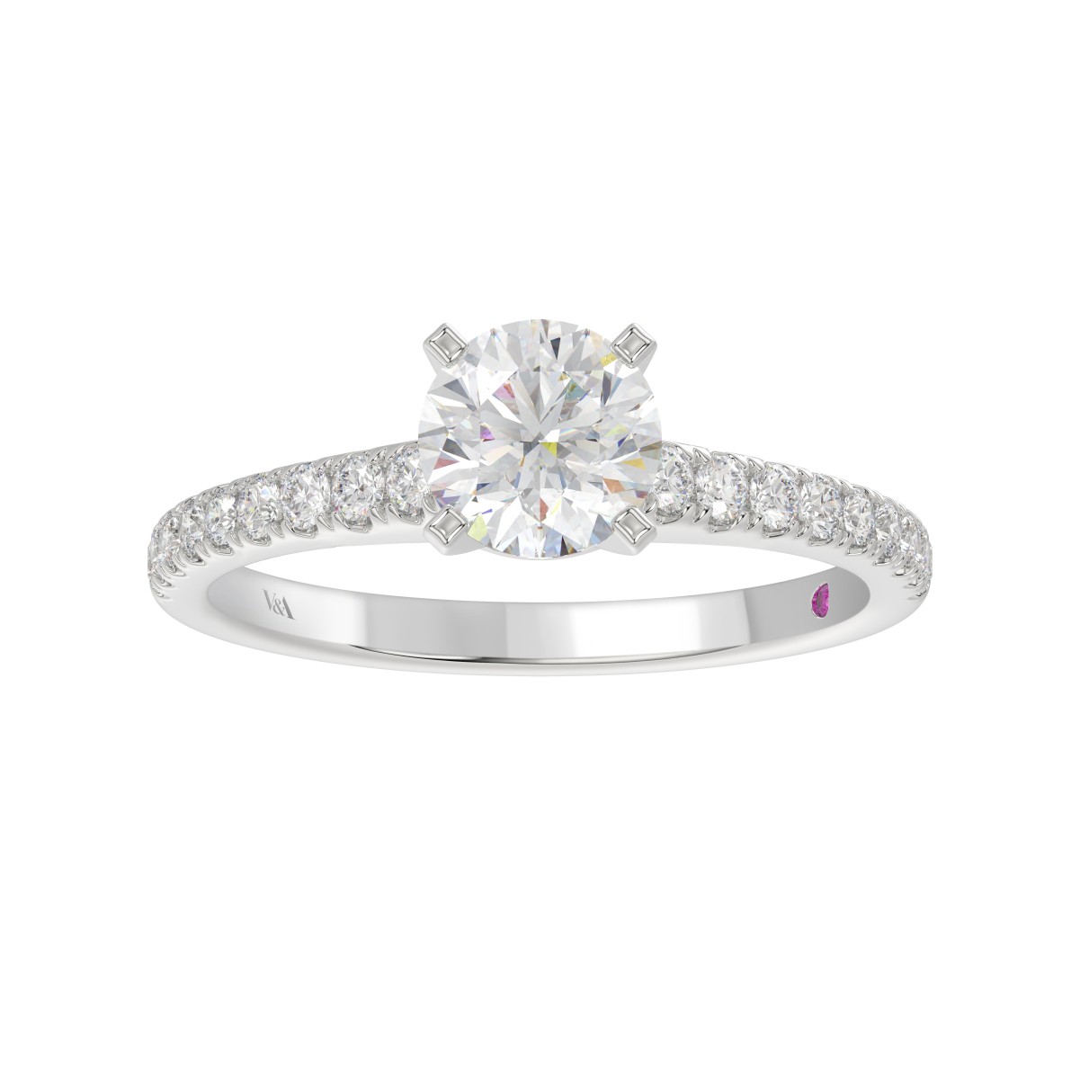 14K WHITE GOLD 1/4CT ROUND DIAMOND LADIES SEMI MOUNT RING(CENTER STONE MOUNT ROUND DIAMOND 1CT)