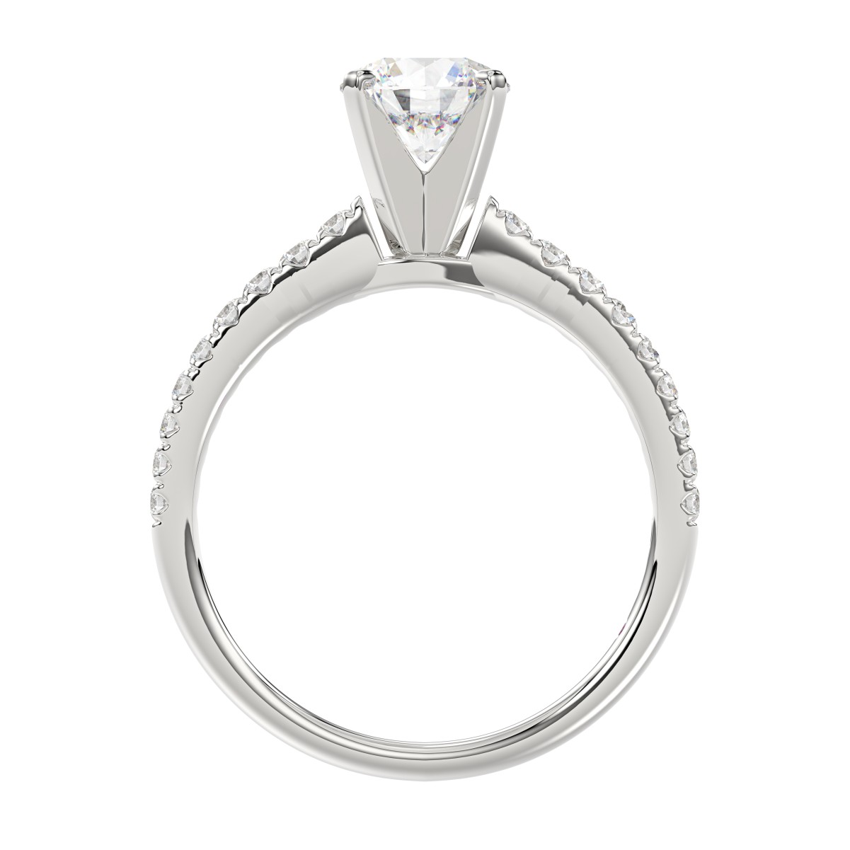 14K WHITE GOLD 1/4CT ROUND DIAMOND LADIES SEMI MOUNT RING(CENTER STONE MOUNT ROUND DIAMOND 1CT)