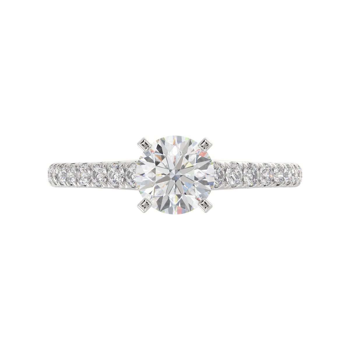 14K WHITE GOLD 1/4CT ROUND DIAMOND LADIES SEMI MOUNT RING(CENTER STONE MOUNT ROUND DIAMOND 1CT)