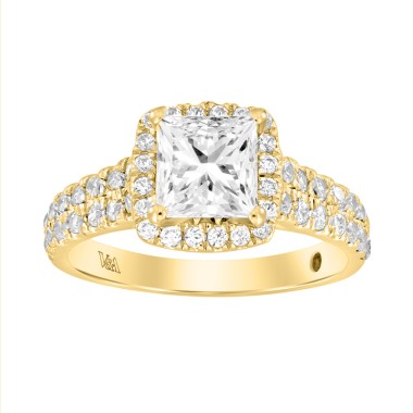 14K YELLOW GOLD 3/4CT ROUND DIAMOND LADIES SEMI MOUNT RING(CENTER STONE MOUNT PRINCESS DIAMOND 1CT)