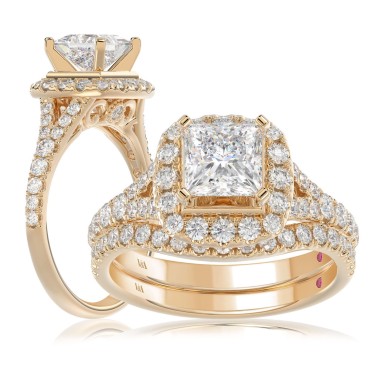 14K ROSE GOLD 1CT ROUND DIAMOND LADIES SEMI MOUNT BRIDAL SET (CENTER STONE MOUNT PRINCESS DIAMOND 1CT)