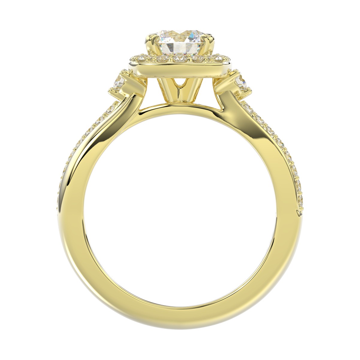 14K YELLOW GOLD 1/3CT ROUND DIAMOND LADIES SEMI MOUNT RING(CENTER STONE MOUNT ROUND DIAMOND 1CT)