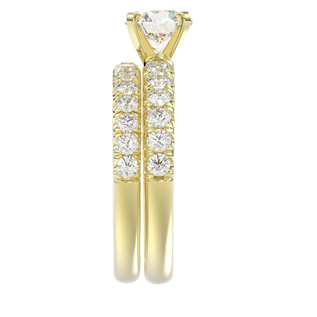 14K YELLOW GOLD 1CT ROUND DIAMOND LADIES BRIDAL SET(CENTER STONE MOUNT ROUND DIAMOND 1CT)