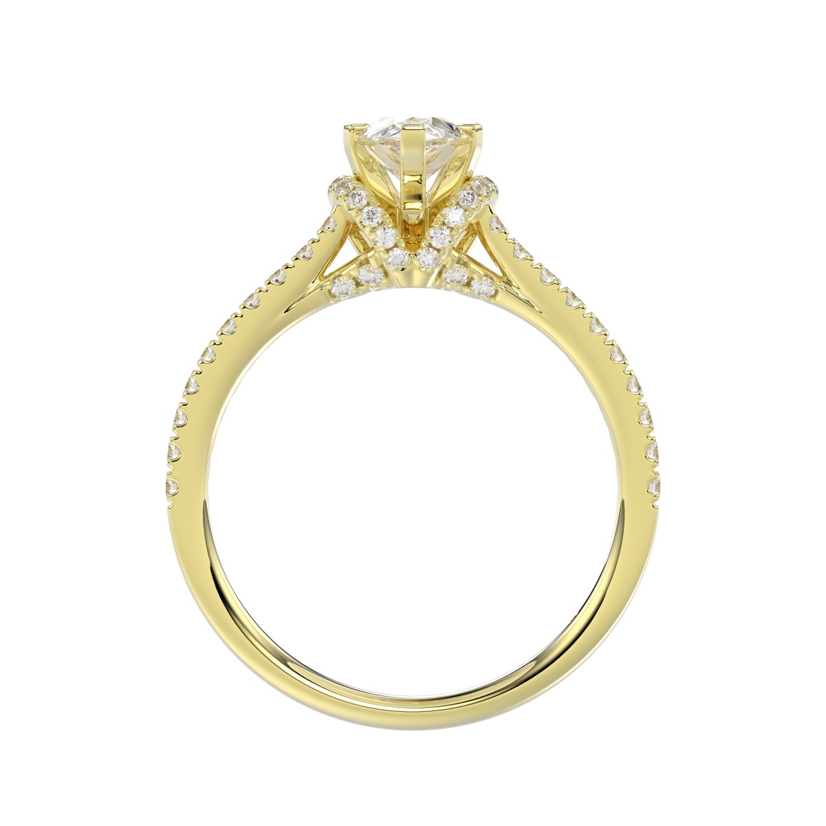 14K YELLOW GOLD 1/3CT ROUND/PEAR DIAMOND LADIES RING(CENTER STONE MOUNT PEAR DIAMOND 1CT)