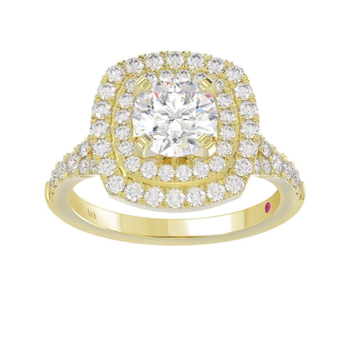 14K YELLOW GOLD 1/2CT ROUND DIAMOND LADIES SEMI MOUNT RING(CENTER STONE MOUNT ROUND DIAMOND 1CT)