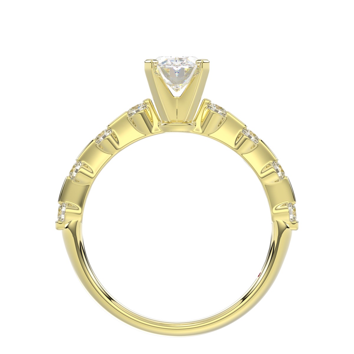 14K YELLOW GOLD 1/4CT ROUND DIAMOND LADIES SEMI MOUNT RING(CENTER STONE MOUNT OVAL DIAMOND 1CT)