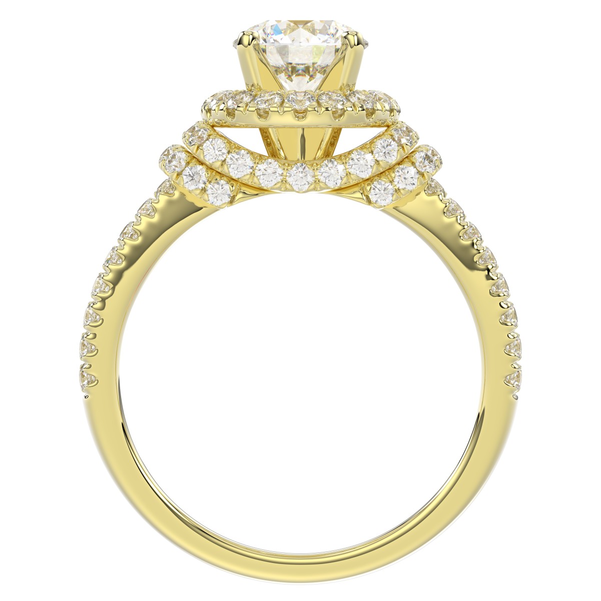 14K YELLOW GOLD 3/4CT ROUND DIAMOND LADIES RING(CENTER STONE MOUNT ROUND DIAMOND 1CT)