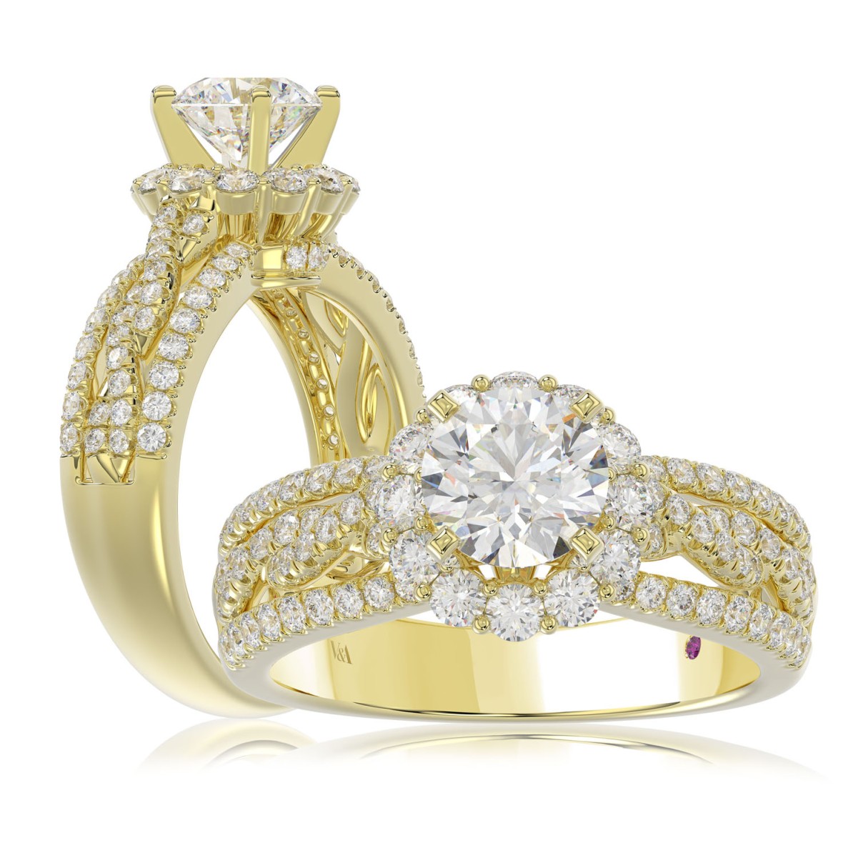 14K YELLOW GOLD 3/4CT ROUND DIAMOND LADIES SEMI MOUNT RING(CENTER STONE MOUNT ROUND DIAMOND 1CT)