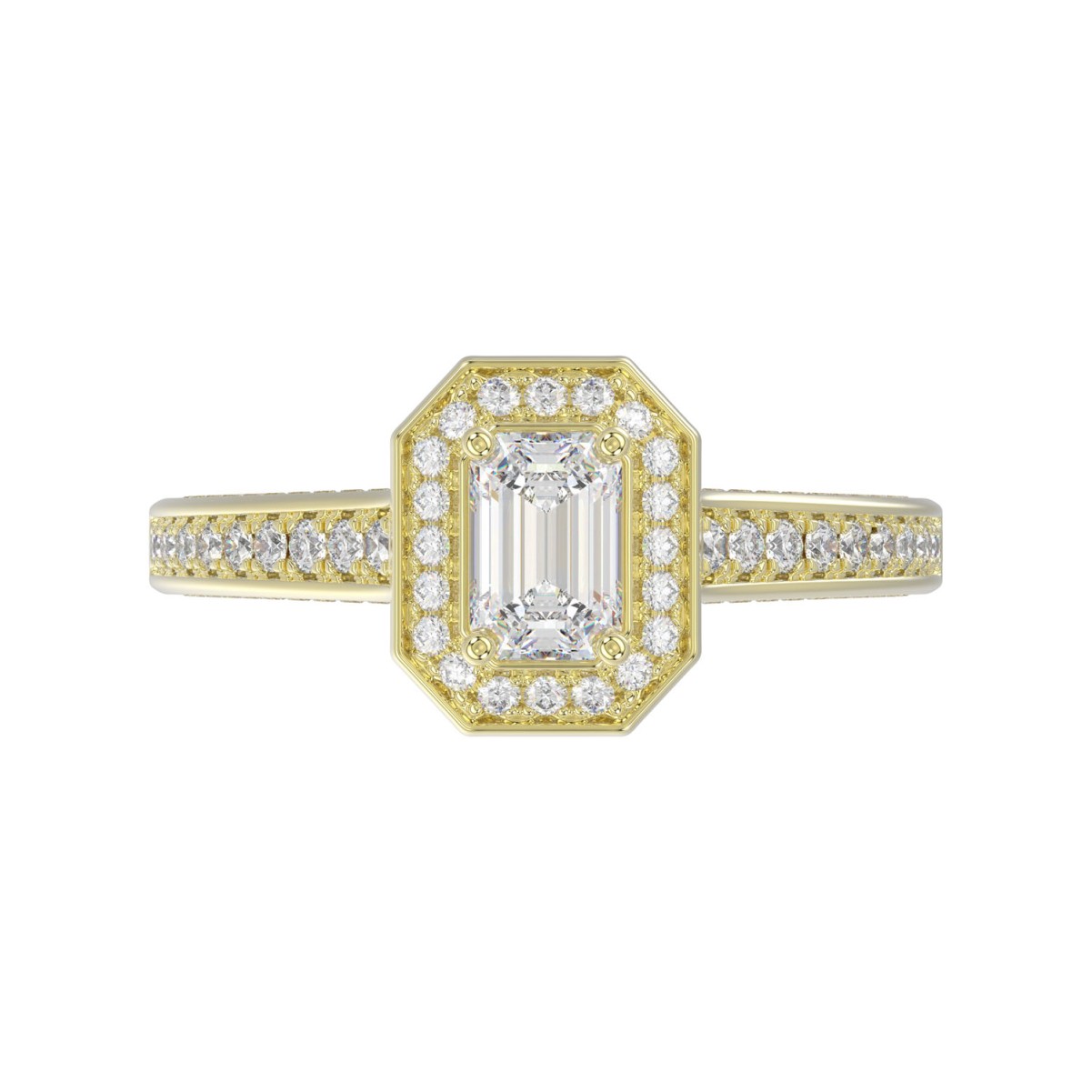 14K YELLOW GOLD 1/2CT ROUND/EMERALD DIAMOND LADIES RING(CENTER STONE MOUNT EMERALD DIAMOND 1CT)