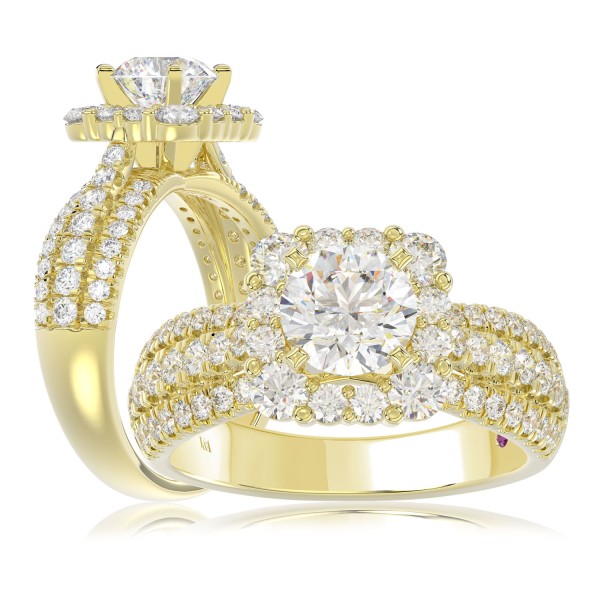 14K YELLOW GOLD 1CT ROUND DIAMOND LADIES RING (CEN...
