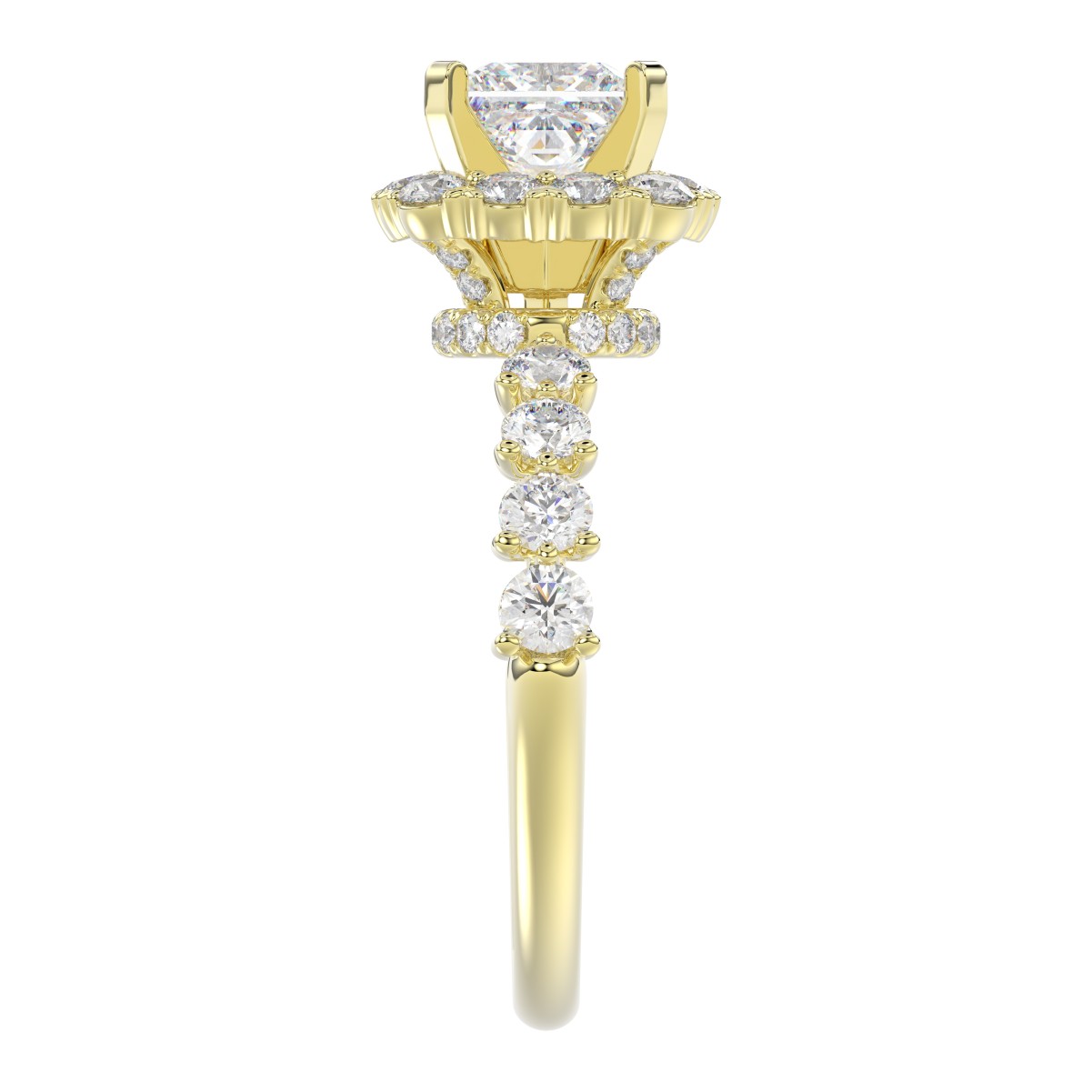 14K YELLOW GOLD 1CT ROUND/PRINCESS DIAMOND LADIES SEMI MOUNT RING(CENTER STONE MOUNT PRINCESS DIAMOND 1CT)