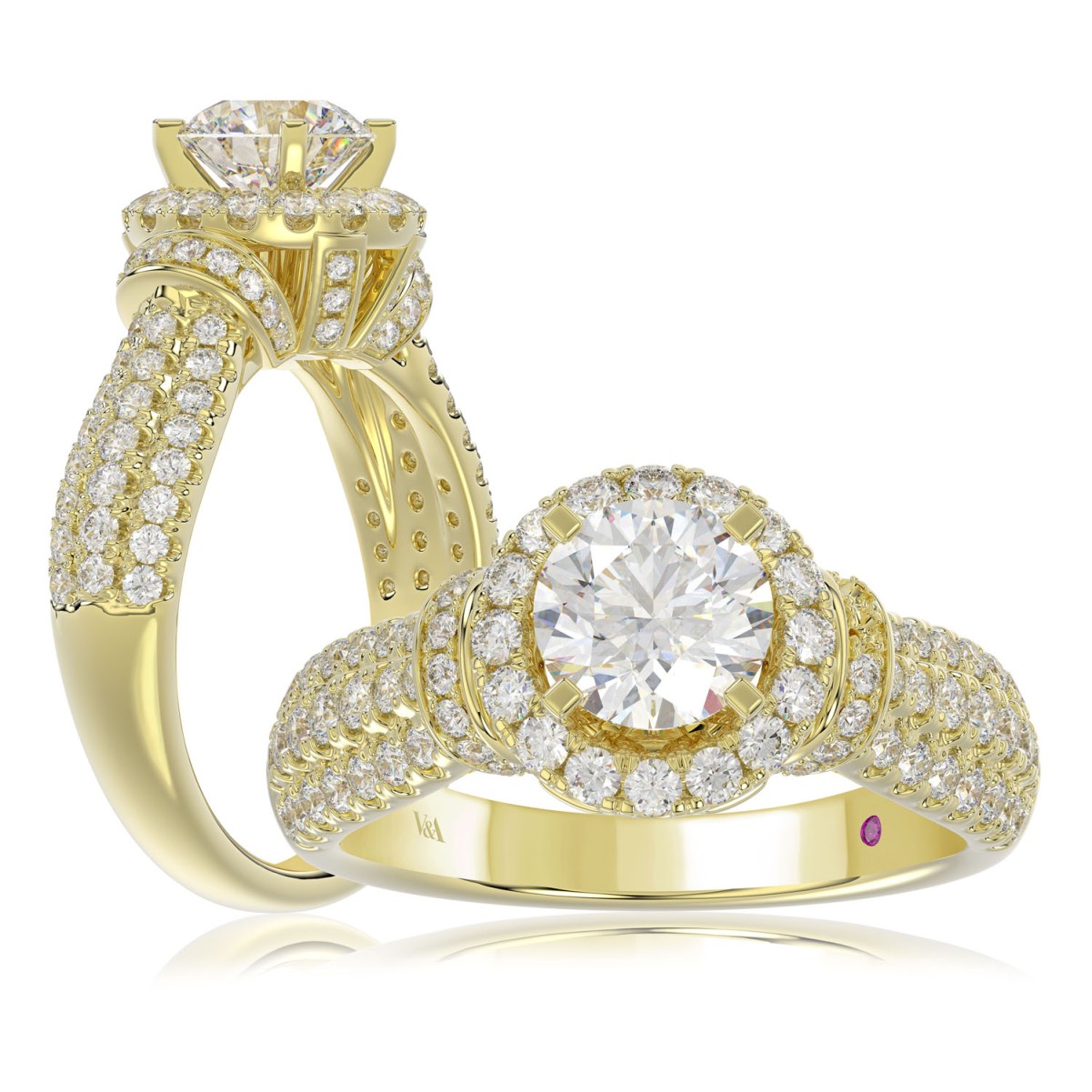 14K YELLOW GOLD 3/4CT ROUND DIAMOND LADIES RING(CENTER STONE MOUNT ROUND DIAMOND 1CT)
