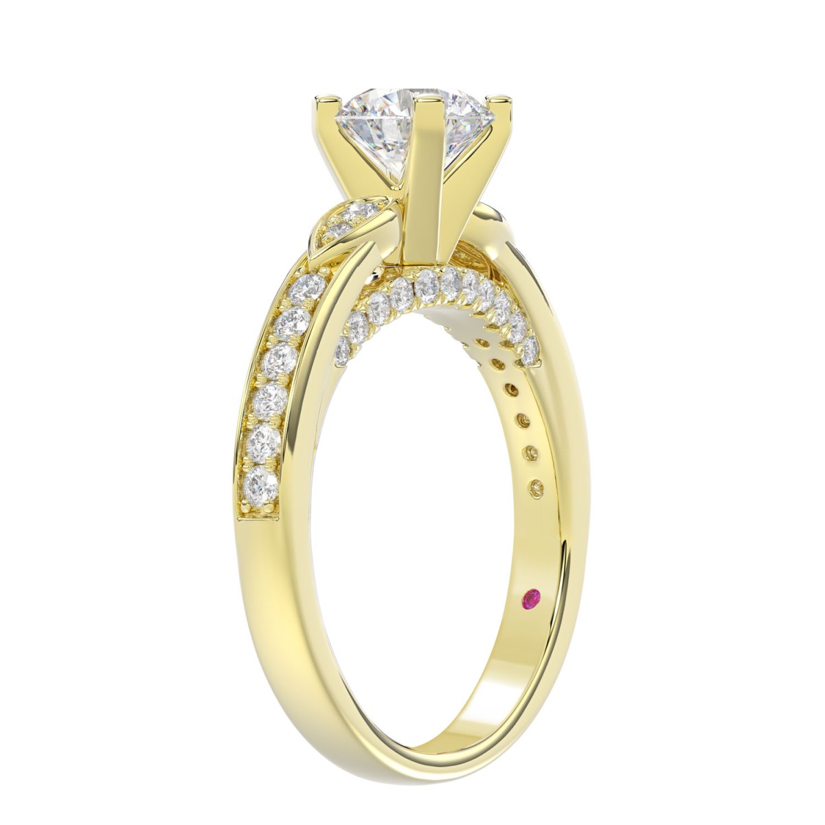 14K YELLOW GOLD 1/3CT ROUND DIAMOND LADIES SEMI MOUNT RING(CENTER STONE MOUNT ROUND DIAMOND 1CT