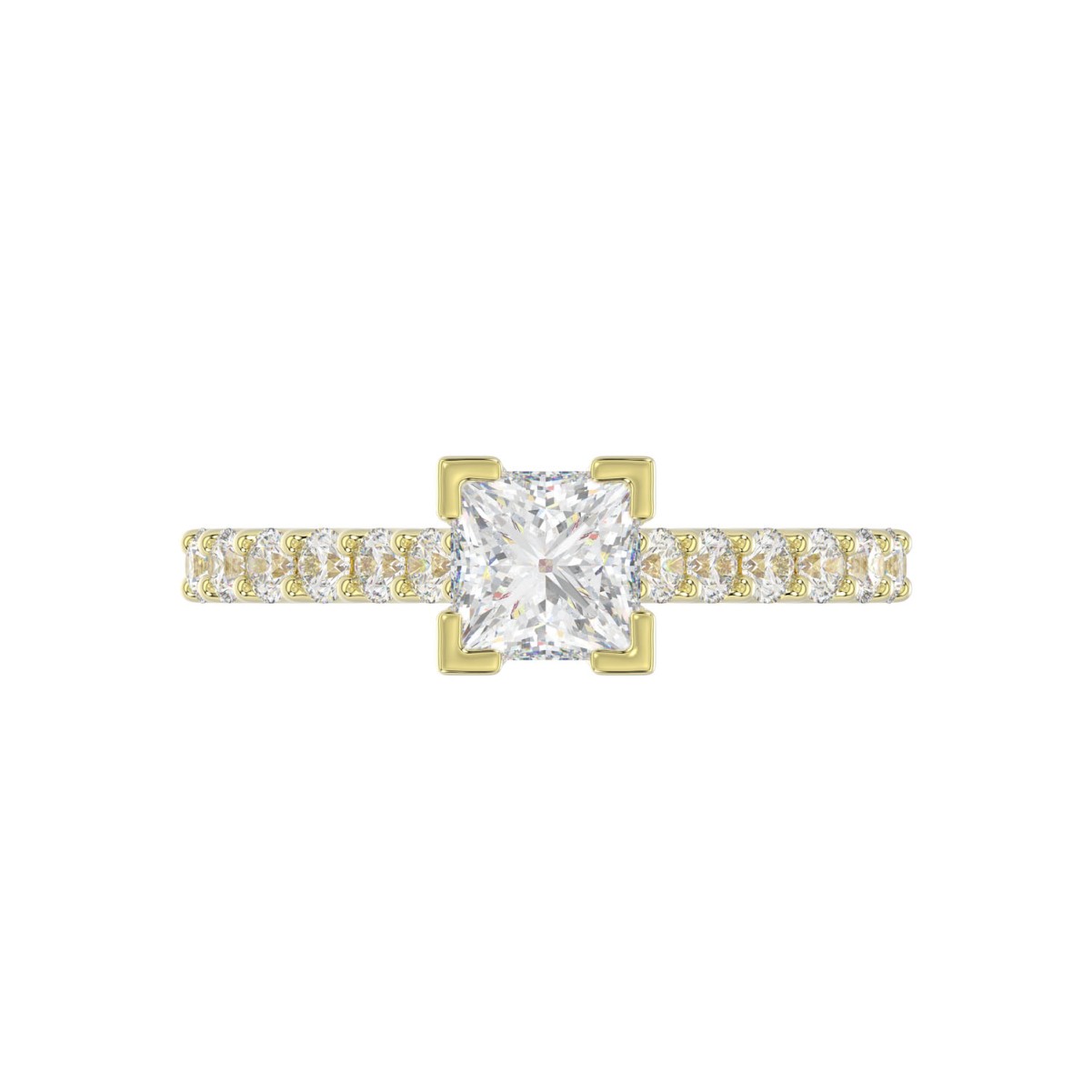 14K YELLOW GOLD 1/2CT ROUND/PRINCESS DIAMOND LADIES SEMI MOUNT RING(CENTER STONE MOUNT PRINCESS DIAMOND 1CT)