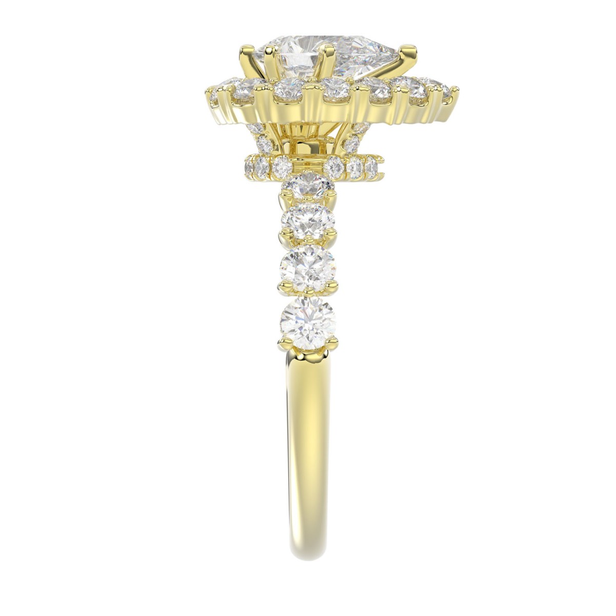 14K YELLOW GOLD 1CT ROUND/PEAR DIAMOND LADIES SEMI MOUNT RING(CENTER STONE MOUNT PEAR DIAMOND 1CT