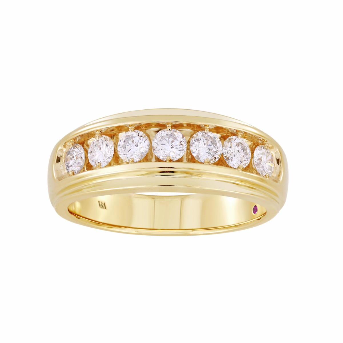 14K YELLOW GOLD 1CT ROUND DIAMOND MEN'S BAND