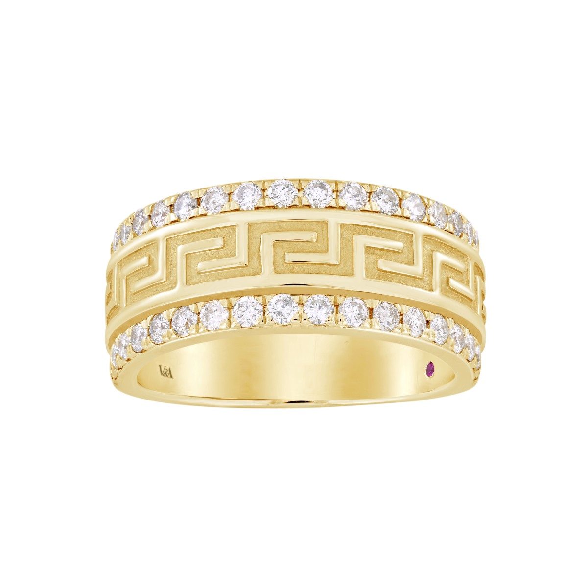 14K YELLOW GOLD 1CT ROUND DIAMOND MEN'S BAND