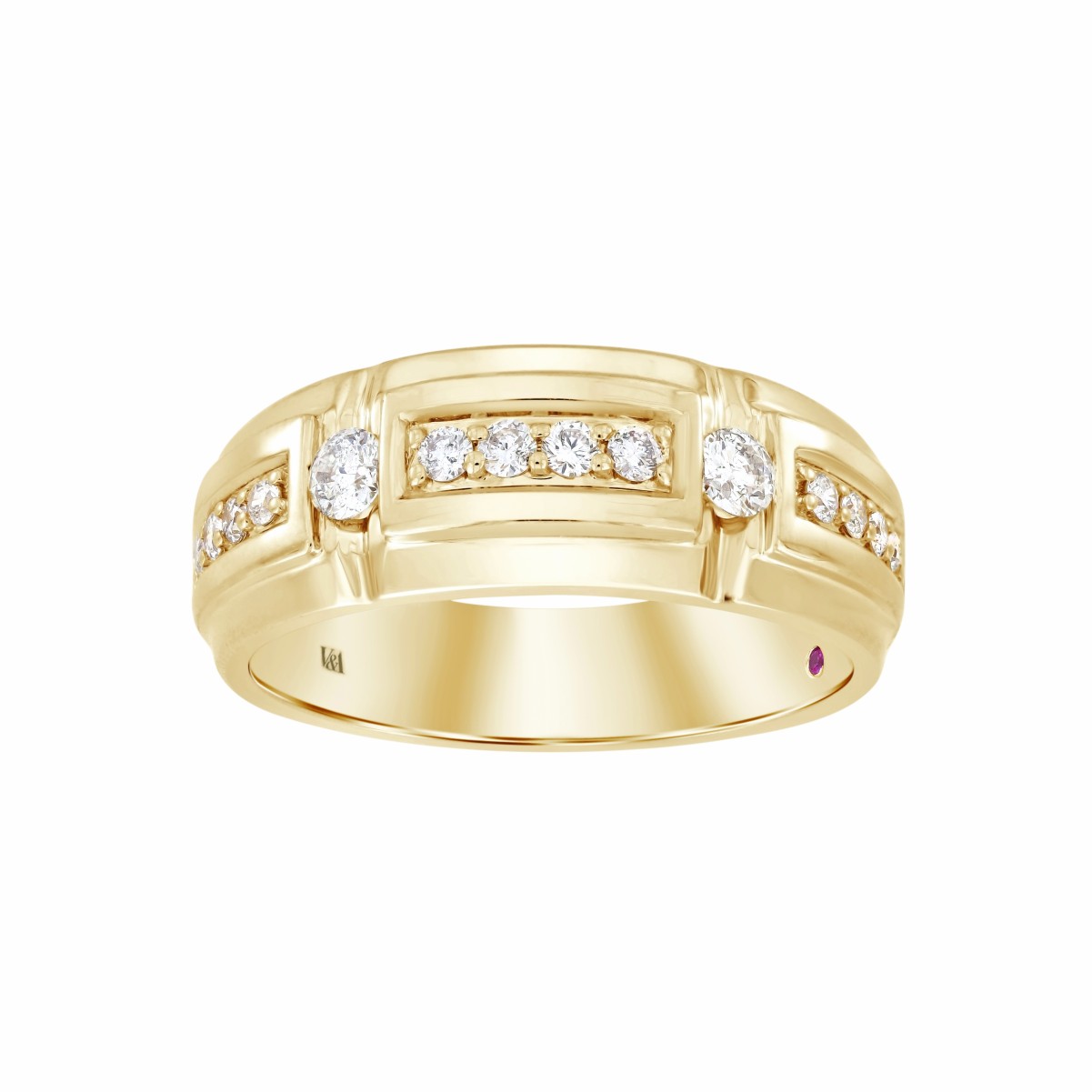 14K YELLOW GOLD 1/2CT ROUND DIAMOND MEN'S RING