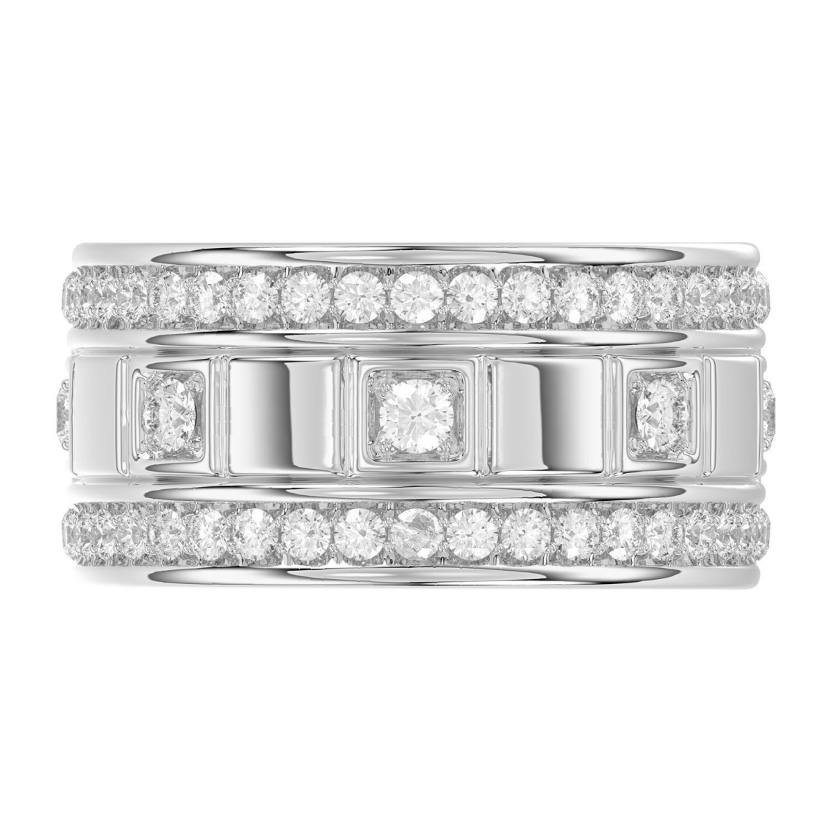 14K WHITE GOLD 1CT ROUND DIAMOND MEN'S BAND