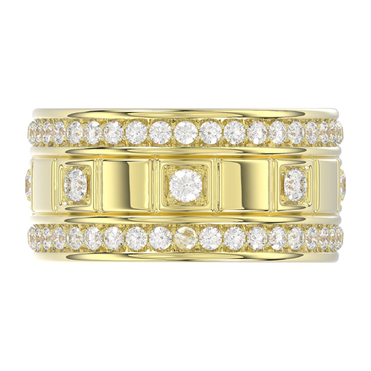 14K YELLOW GOLD 1CT ROUND DIAMOND MEN'S BAND