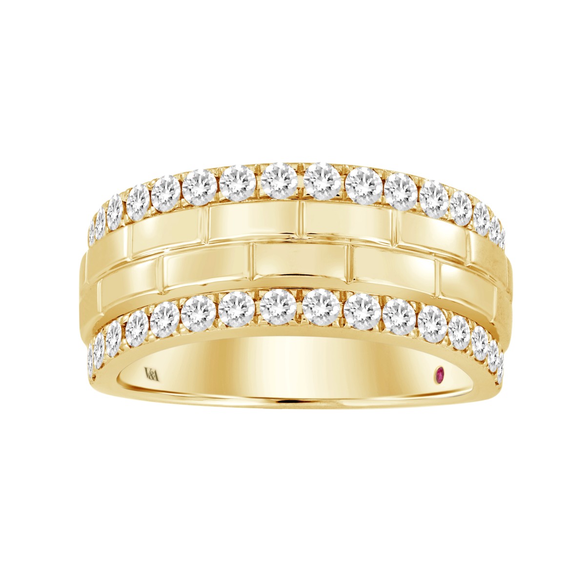 14K YELLOW GOLD 1CT ROUND DIAMOND MEN'S BAND