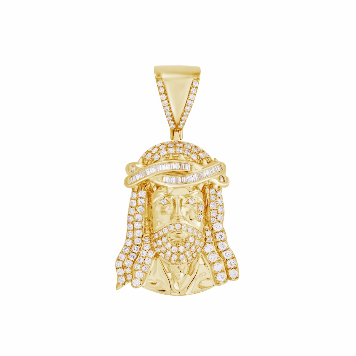 14K YELLOW GOLD 1CT ROUND/BAGUETTE DIAMOND MEN'S PENDANT