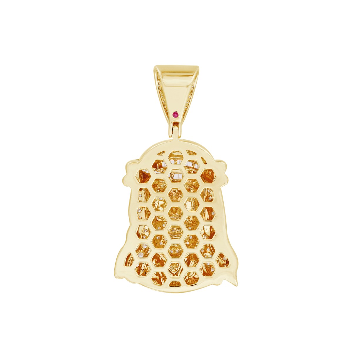 14K YELLOW GOLD 1CT ROUND/BAGUETTE DIAMOND MEN'S PENDANT