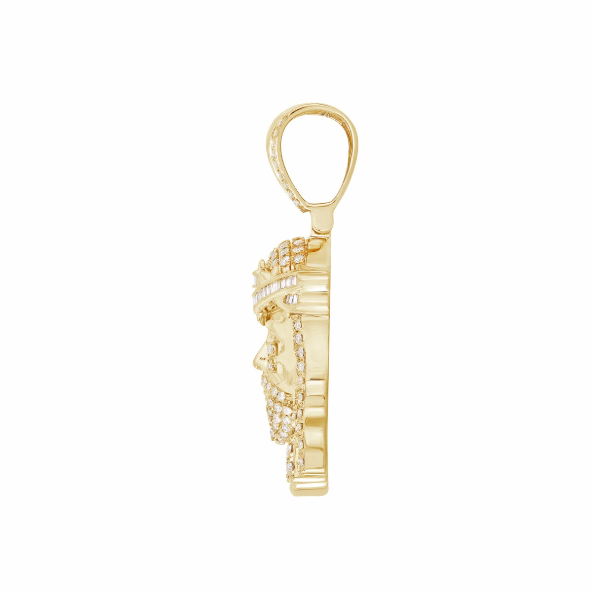 14K YELLOW GOLD 1CT ROUND/BAGUETTE DIAMOND MEN'S PENDANT