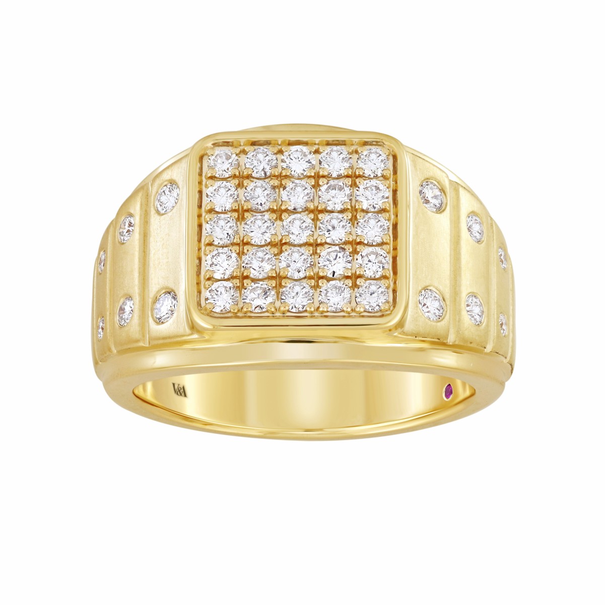 14K YELLOW GOLD 1CT ROUND DIAMOND MEN'S RING