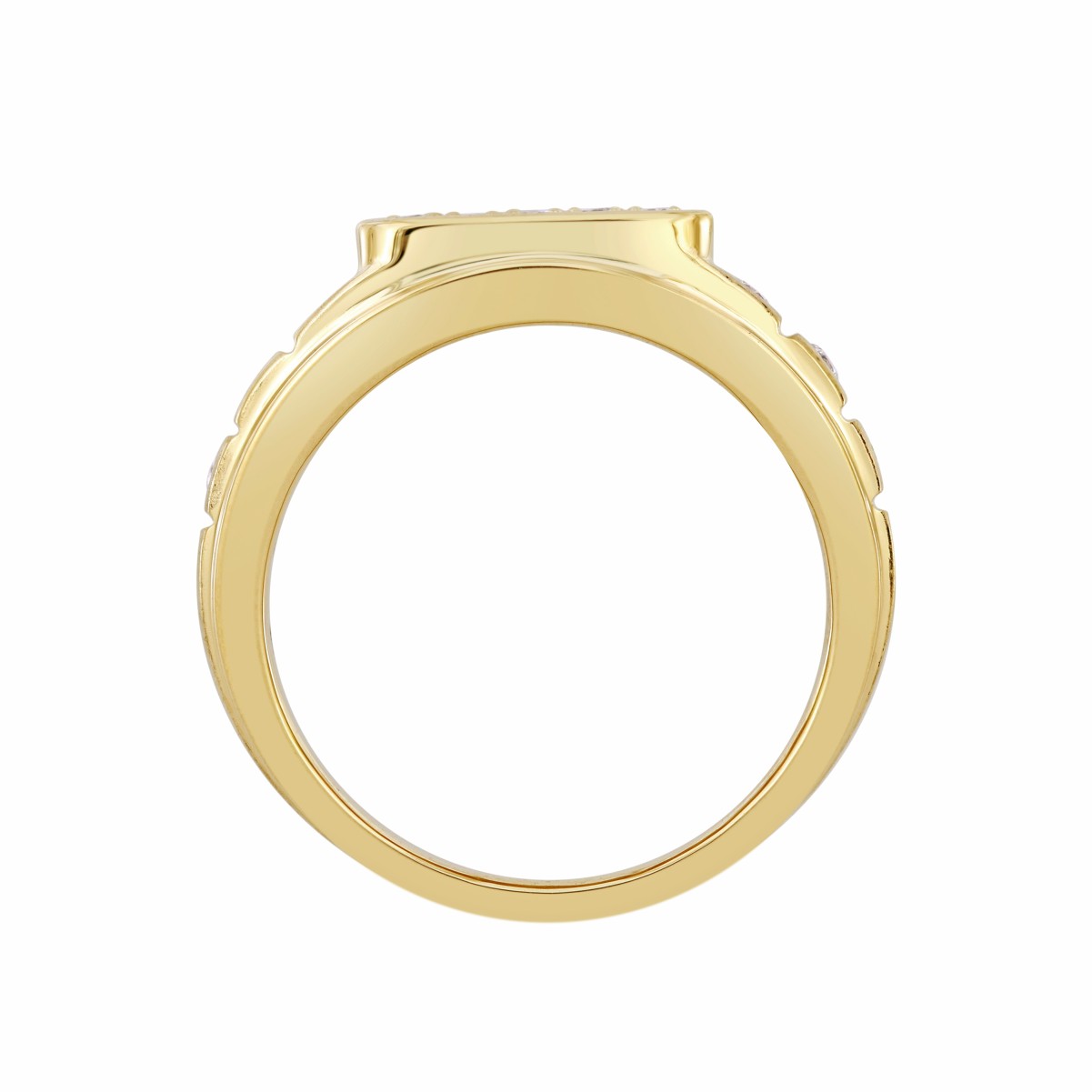 14K YELLOW GOLD 1CT ROUND DIAMOND MEN'S RING