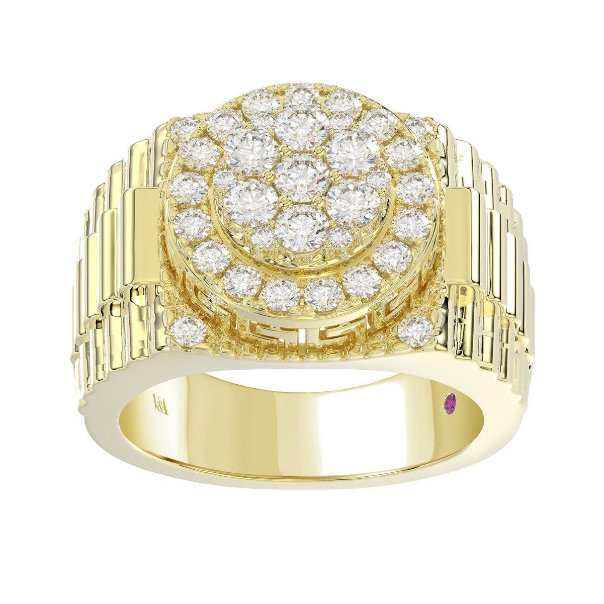 14K YELLOW GOLD 1 1/4CT ROUND DIAMOND MEN'S RING