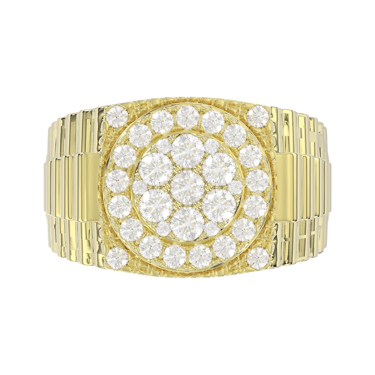 14K YELLOW GOLD 1 1/4CT ROUND DIAMOND MEN'S RING