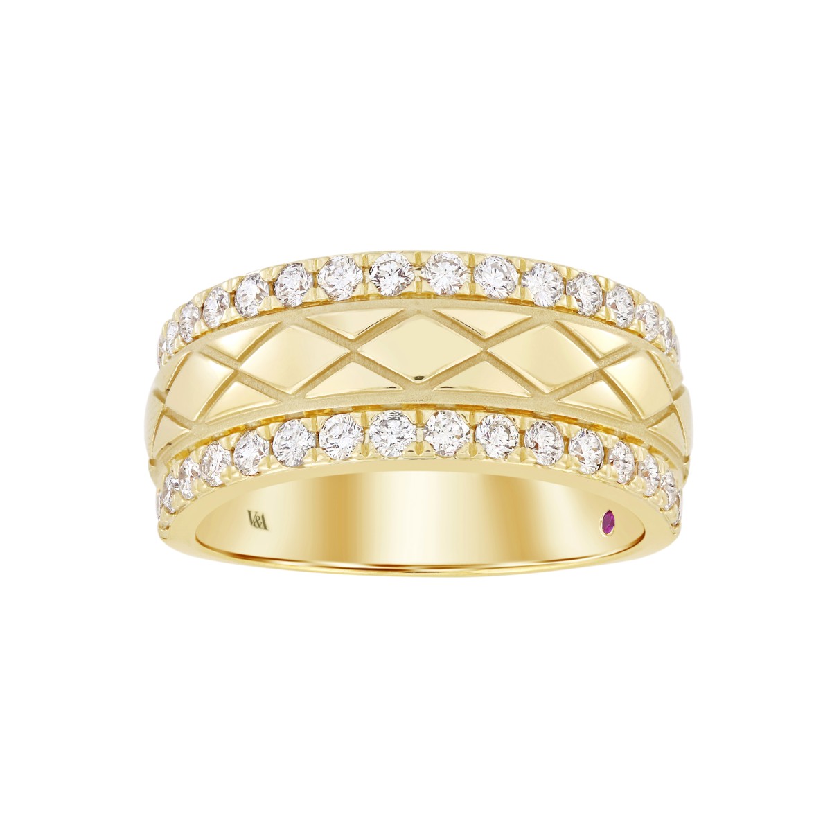 14K YELLOW GOLD 1CT ROUND DIAMOND MEN'S BAND