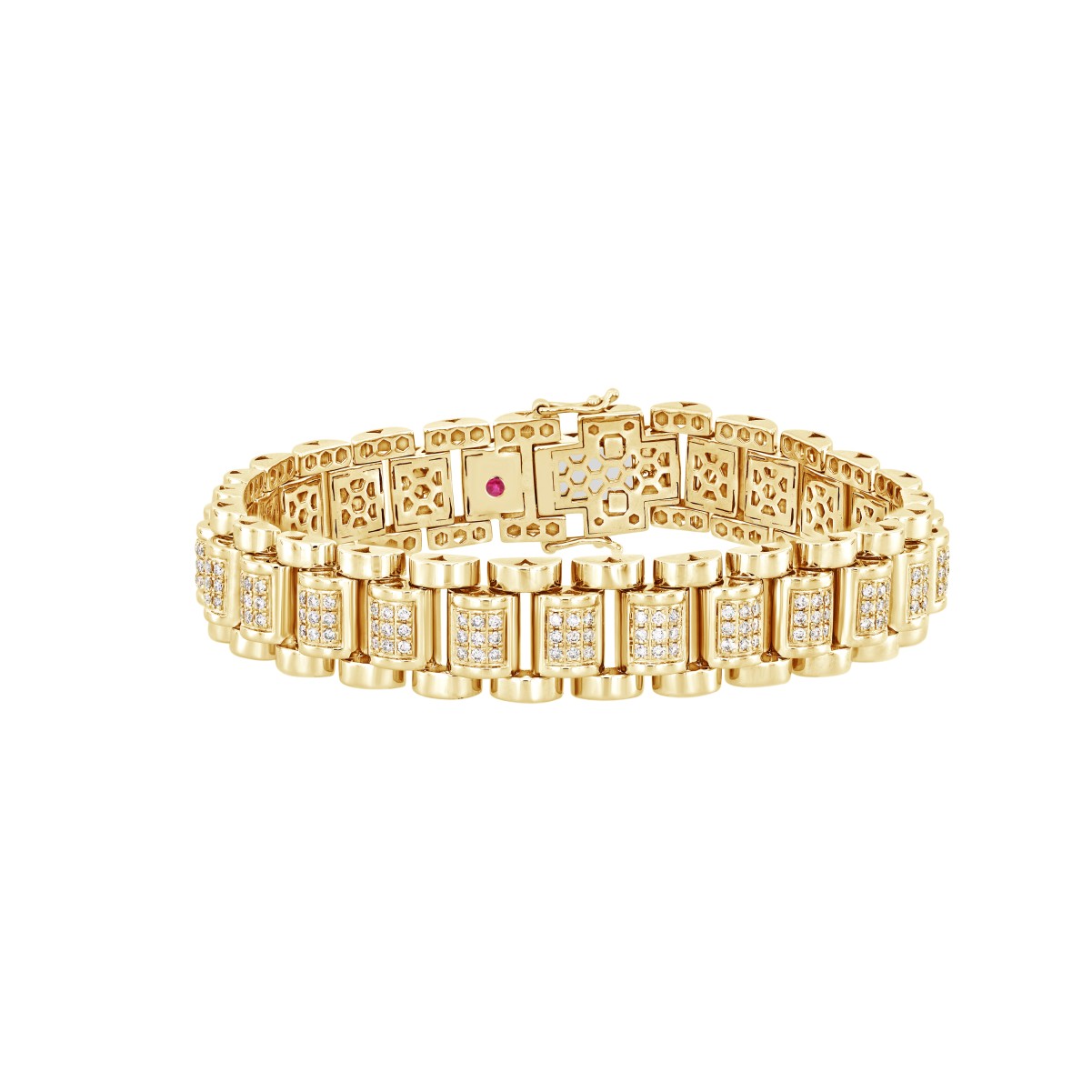 14K YELLOW GOLD 2 1/2CT ROUND DIAMOND MEN'S BRACELET