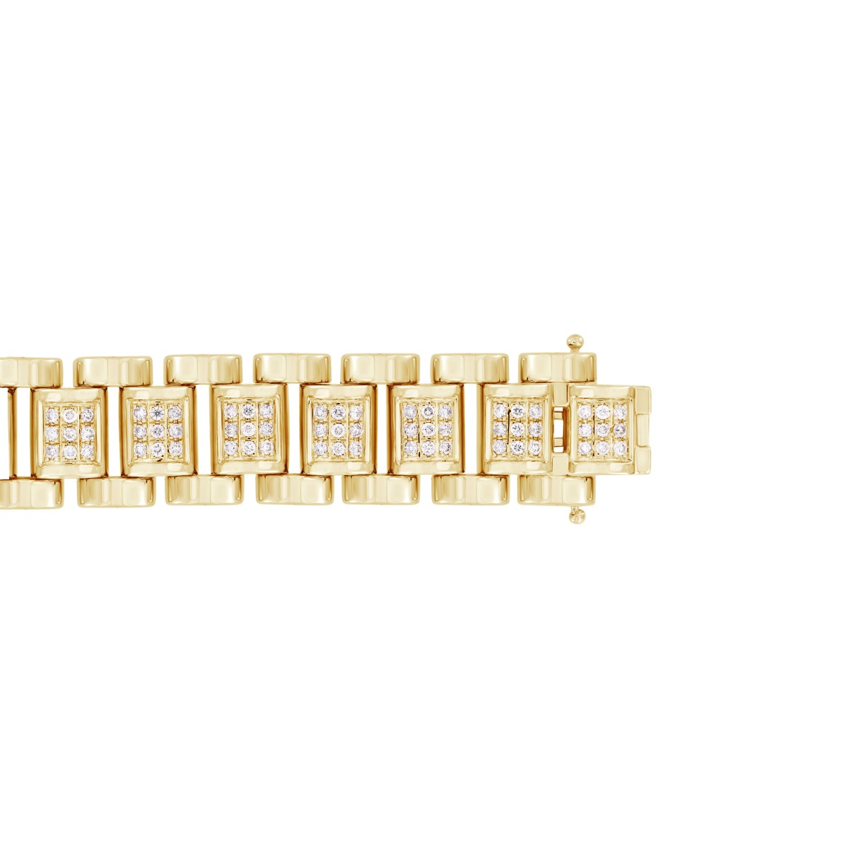 14K YELLOW GOLD 2 1/2CT ROUND DIAMOND MEN'S BRACELET