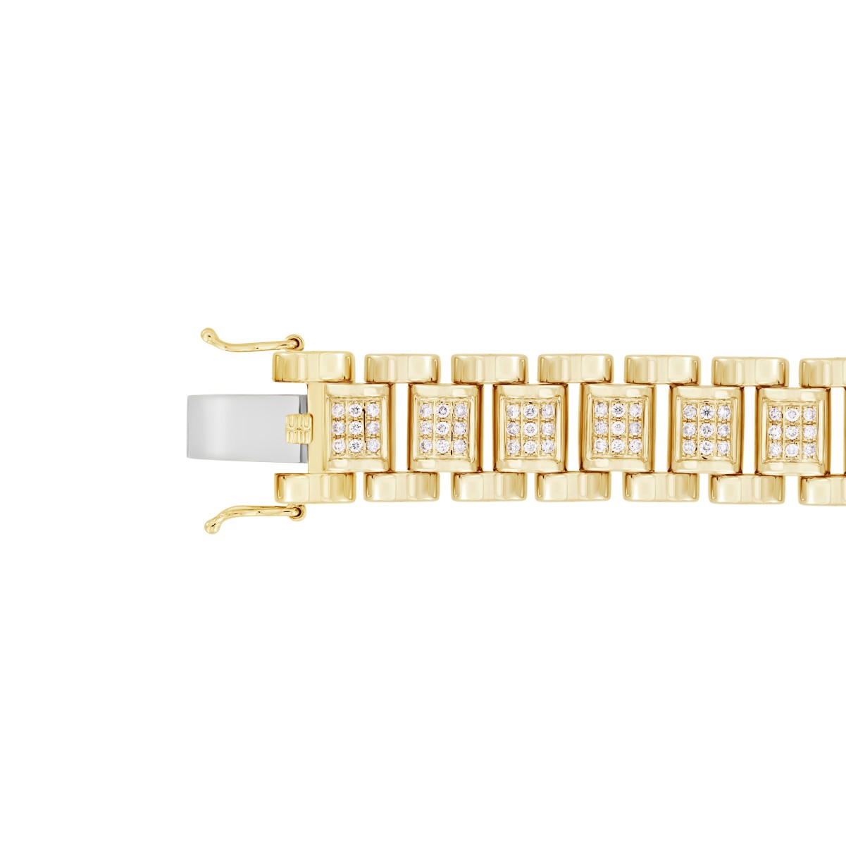 14K YELLOW GOLD 2 1/2CT ROUND DIAMOND MEN'S BRACELET